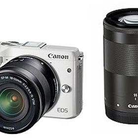 【中古】Canon ミラーレス一眼カメラ EOS M3 ダブルズームキット(ホワイト) EF-M18-55mm F3.5-5.6 IS STM EF-M55-200mm F4.5-6.3 IS STM 付属 EOSM3WH-WZ