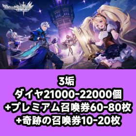 3垢 ダイヤ21000-22000個+プレミアム召喚券60-80枚+奇跡の召喚券10-20枚 | アカクロ(アカシッククロニクル)のアカウントデータ、RMTの販売・買取一覧