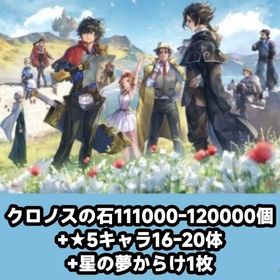 クロノスの石111000-120000個+★5キャラ16-20体+星の夢からけ1枚 | アナザーエデン(アナデン)のアカウントデータ、RMTの販売・買取一覧