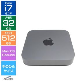 手のひらサイズ デスクトップパソコン 中古 Aランク 良品 Mac mini 2018 A1993 6コア Core i7 3.2GHz 32GBメモリ 512GB PCIe SSD Sequoia
