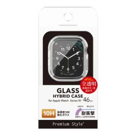 【5個セット】 PGA PG-AWTP46CL Apple Watch Series 10 46mm用 ガラスハイブリッドケース 強化ガラス／クリア