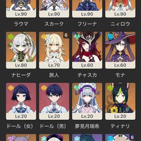 原神 星5キャラ11名(旅人・ドール除) ラウマ餅有