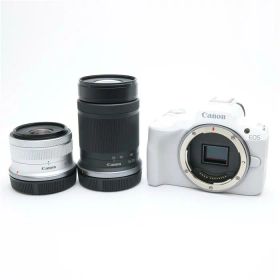 【中古】 《良品》 Canon EOS R50 ダブルズームキット ホワイト 【前カバーユニット部品交換/55--210mmレンズ内クリーニング/各部点検済】 [ デジタルカメラ ]