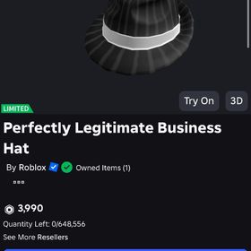 リミテッド Perfectly legitimate business hat | ロブロックス(ROBLOX)のアカウントデータ、RMTの販売・買取一覧