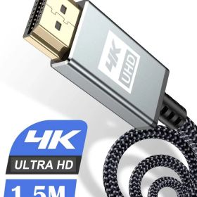 4K HDMI ケーブル 1.5m【ハイスピード アップグレード版】 HDMI 2.0規格HDMI Cable 4K 60Hz 対応 3840p/2160p UHD 3D HDR 18Gbps 高速イーサネット ARC hdmi ケーブル - 対応 パソコンの画面をテレビに映す Apple TV,PS5/PS4/PS3, PCモニターなど適用 (グレー)