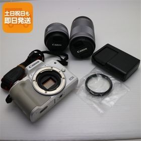 新品同様 EOS Kiss M ダブルズームキット ホワイト 即日発送 ミラーレス一眼 Canon あすつく 土日祝発送OK