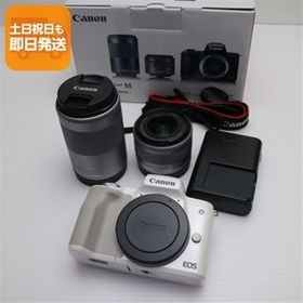 超美品 EOS Kiss M ダブルズームキット ホワイト 即日発送 ミラーレス一眼 Canon あすつく 土日祝発送OK