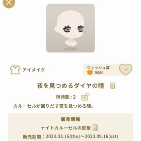 夜を見つめるダイヤの瞳 | リヴリーアイランドのアイテム、RMTの販売・買取一覧