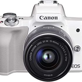 【中古】Canon ミラーレス一眼カメラ EOS Kiss M 標準ズームキット ホワイト EOSKISSMWH-1545ISSTMLK