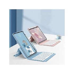 【並行輸入品】 iPad 9th 8th 7th Generation10.2 Air 3rd Gen Pro 10.5 inch Magnetic Case Color Keyboard Vertical Stand Round Key Movable Clear Back