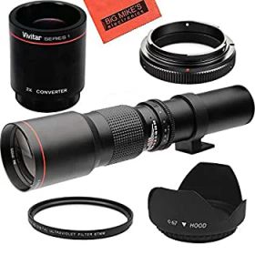 【中古-非常に良い】 ハイパワー500mm/1000mm f/8マニュアル望遠レンズ SONY a7r a7s a7 a6500 a6300 a6000 a5100 a5000 a3000 NEX-7 NEX-6 NEX-5T NEX-5