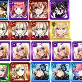 承太郎SＣ+中野二乃+御坂美琴+蛇柱+マサムネ×3+エル+ルシファー×5+ニケ+マナ+ネオ×2+久遠 モバイルゲームモンスト