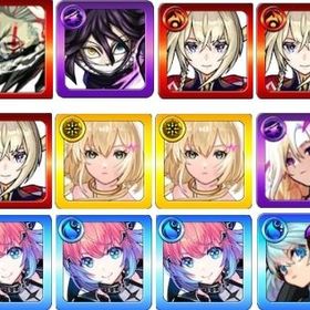 オカルン+蛇柱+マサムネ×3+エル×2+ルシファー+ネオ+久遠×3+オーブ4350 モバイルゲームモンスト