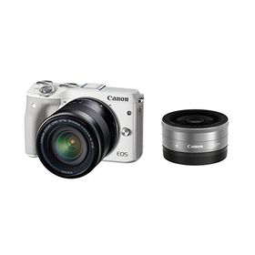 Canon ミラーレス一眼カメラ EOS M3 ダブルレンズキット(ホワイト) EF-M18-(中古品)