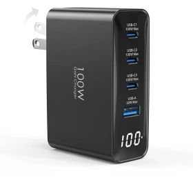 TOPADRE 100W 急速充電器 PD 充 電器 Type-c Macbook 充 電 器【折り畳み式/LEDディスプレイ搭載/GaNIII技術/超低温/PSE技術基準適合】4ポート USB充電器 4台同時充電 iPad/iPhone/Galaxy S 1