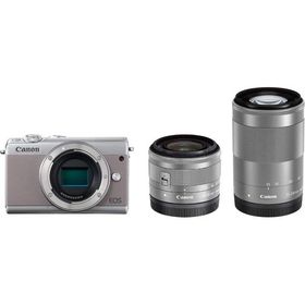 キヤノン Canon EOS M100 EF-M 15-45mm 55-200mm ダブルレンズキット グレー ミラーレス一眼 カメラ 中古