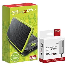 【整備済み品】 任天堂 Nintendo Newニンテンドー2DS LL 充電器付き 【ブラック×ライム】 ニンテンドー SDカードフルフォーマット済 180日保証 [video game]