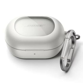 SURITCH ケース 対応 Bose New QuietComfort Earbuds (2024),耐衝撃 磁気ロック式 保護ケース ヘッドホンカバー クリーニングキット＆ワイヤレス充電対応＆カラビナキーホルダー付き，白