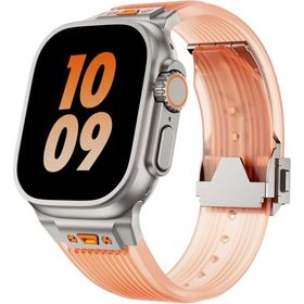 Apple watch バンド Ultra 3 2 1 対応 49mm Series 10 8 7 6 5(Clear Orange)