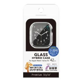 【5個セット】 PGA PG-AWTPG42CL Apple Watch Series 10 42mm用 ガラスハイブリッドケース ゴリラガラス／クリア