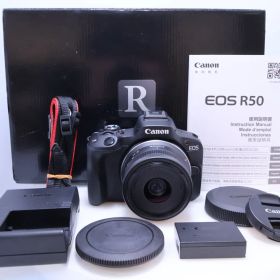 【極美品】Canon EOS R50 標準ズームレンズキット(RF-S18-45) ミラーレス一眼カメラ ブラック/APS-C/約375g EOSR50BK-1845ISSTMLK