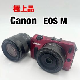 極上品 Canon ミラーレス一眼カメラ EOS M ダブルレンズキット レッド