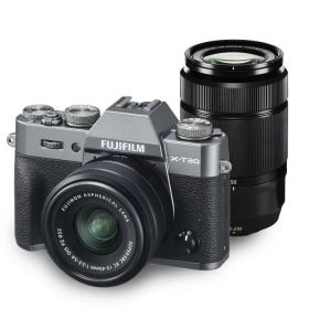 【中古】富士フイルム(FUJIFILM) ミラーレス一眼カメラ X-T30ダブルズームレンズキット チャコールシルバー X-T30WZLK-CS