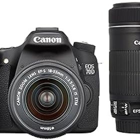 【中古】［非常に良い］Canon デジタル一眼レフカメラ EOS 70D ダブルズームキット EF-S18-55 IS STM/EF-S55-250 IS STM付属 ブラック EOS70D-WKIT
