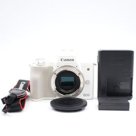 シャッター数6000枚以下 CANON EOS Kiss M ボディ ホワイト ミラーレス一眼カメラ キヤノン