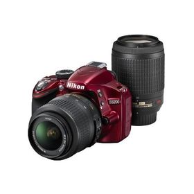 中古 １年保証 美品 Nikon D3200 18-55mm / 55-200mm レッド ダブルズームキット