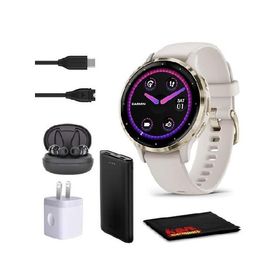 Garmin Venu 3S Advanced Fitness and Health Tracker Smart Watch Soft Gold Stainless Steel Bezel with Ivory Case and 41 MM Silicone Band 1.2 Inch AMOLED