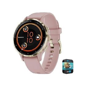 Garmin 010-02785-03 Venu 3S Health Fitness GPS Smartwatch Gold Steel Bezel with Dust Rose Case 41mm | Official USA Partner Model | Bundle with 2 YR CP
