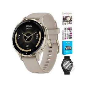 Garmin 010-02785-02 Venu 3S Health Fitness GPS Smartwatch Gold Steel Bezel w/French Gray Case 41mm | Official USA Partner Model | Bundle with Deco Scr