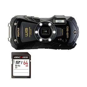 PENTAX デジタルカメラ WG-90 ブラック ＋ 64GB SDXCメモリカード 1セット デジカメ カメラ 写真 PC パソコン 周辺機器 家電爆買