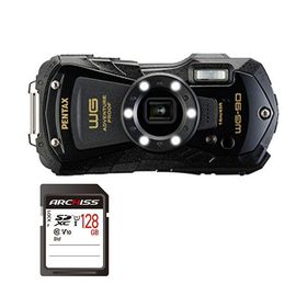 PENTAX デジタルカメラ WG-90 ブラック ＋ 128GB SDXCメモリカード 1セット デジカメ カメラ 写真 PC パソコン 周辺機器 家電爆買