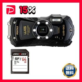 PENTAX デジタルカメラ WG-90 ブラック ＋ 64GB SDXCメモリカード 1セット デジカメ カメラ 写真 PC パソコン 周辺機器 家電