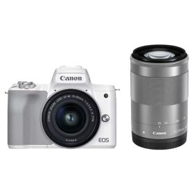【中古】Canon ミラーレス一眼カメラ EOS Kiss M2 ダブルズームキット ホワイト KISSM2WH-WZK