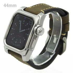 アップルウォッチ5&amp;4 44mm用 FACTRON Next for AppleWatch5 ステンレススチール316Lケース ブラウンレザーバンド Series5&amp;4 44mm専用 FA-W-040