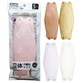 【まとめ買い=12個単位】立体不織布マスク 5枚入 アソート(色柄ある場合) 902-43(su3b428)
