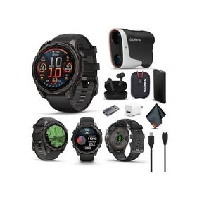 Garmin Fenix 8 47MM AMOLED Sapphire Premium Multisport GPS Smartwatch Carbon Gray DLC Titanium with Gray Silicone Band, Health ＆ Fitness Smart Watch