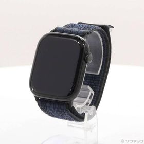 〔中古〕Apple(アップル) Apple Watch Series 10 GPS 46mm ジェットブラックアルミニウムケース ブラック／ブルーNikeスポーツループ〔377-ud〕