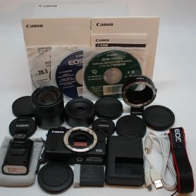 ■ほぼ新品■ CANON EOS M2 ダブルレンズキット(ブラック) EF-M18-55mm F3.5-5.6 IS STM EF-M22mm F2 STM付属 EOSM2BK-WLK ＊26505