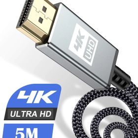 4K HDMI ケーブル 5mハイスピード アップグレード版 HDMI 2.0規格HDMI Cable 4K 60Hz 対応 3840p/2160p UHD 3D HDR 18Gbps 高速イーサネット ARC hdmi ケーブル - 対応 パソコンの画面をテレビに映す Apple TV,PS5/PS4/PS3, PCモニター,Nintendo Switchなど適用 (グレー) ー)