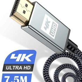 4K HDMI ケーブル 7.5mハイスピード アップグレード版 HDMI 2.0規格HDMI Cable 4K 60Hz 対応 3840p/2160p UHD 3D HDR 18Gbps 高速イーサネット ARC hdmi ケーブル - 対応 パソコンの画面をテレビに映す Apple TV,PS5/PS4/PS3, PCモニターなど適用 (グレー)