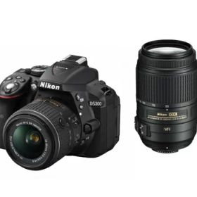 【中古】 Nikon デジタル一眼レフカメラ D5300 ダブルズームキット ブラック 2400万画素 3.2型液晶 D5300WZBK