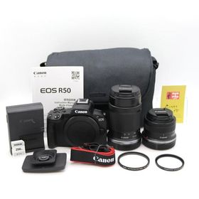 Canon ミラーレス一眼カメラ EOS R50 ダブルズームキット(RF-S18-45+RF-S55-210) ブラック/APS-C/約375g EOSR50BK-WZK