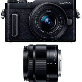 【中古】【非常に良い】パナソニック ミラーレス一眼カメラ ルミックス GF10 ダブルレンズキット 標準ズームレンズ/望遠ズームレンズ付属 ブラック DC-GF10WA-K