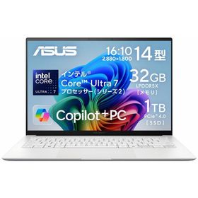 ASUS｜エイスース ASUS Zenbook S 14 UX5406SA(14.0型/Windows 11 Home 64ビット/インテル Core Ultra 7/メモリ 32GB/1TB SSD) UX5406SA-TU7321WH 返品種別A