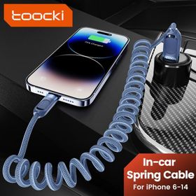 Toocki 2.4A Spring Cable For iPhone 14 13 12 11 Pro Max 8 7 6 Plus iPad Air