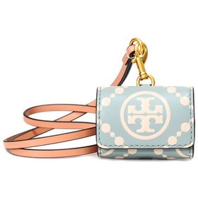 トリーバーチ エアーポッズケース TORY BURCH airpods pro 2rd レザー ロゴ ストラップ付 イヤホン エアーポッズ ケース ブルーセラドン 88185